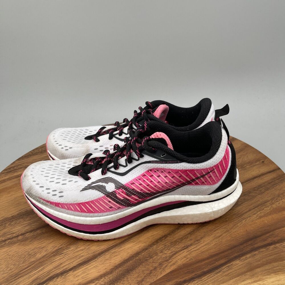 Saucony Endorphin Speed 2 Shoes Womens Size 9 Racing Running Black Pink White - Picture 3 of 9